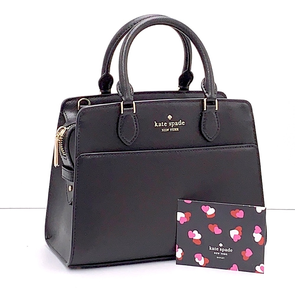 KATE SPADE Madison Saffiano Leather Small Satchel BLACK COLOR - Picture 1 of 14